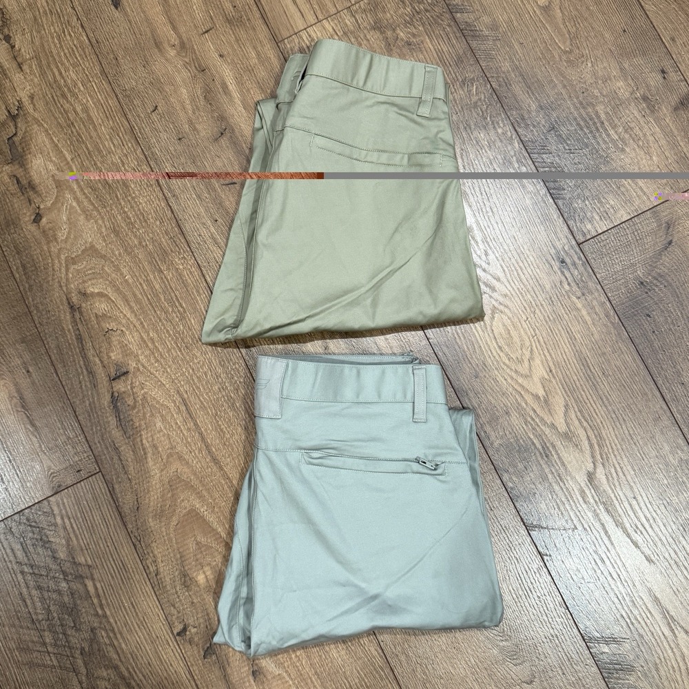 Fabletics High Side Chino Dress Pants Mens 30x30 Slim Fit Khaki Golf X2 Pair Lot